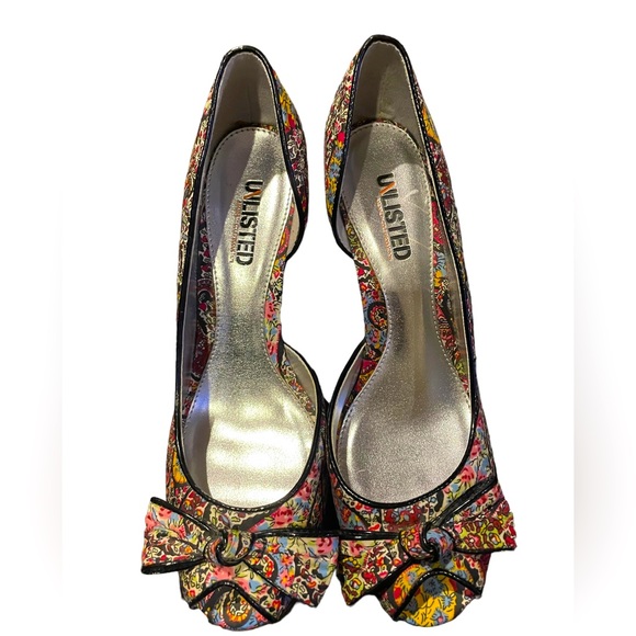 Unlisted Kenneth Cole Production Woman’s Floral Cork Heels 8.5 - Picture 2 of 6